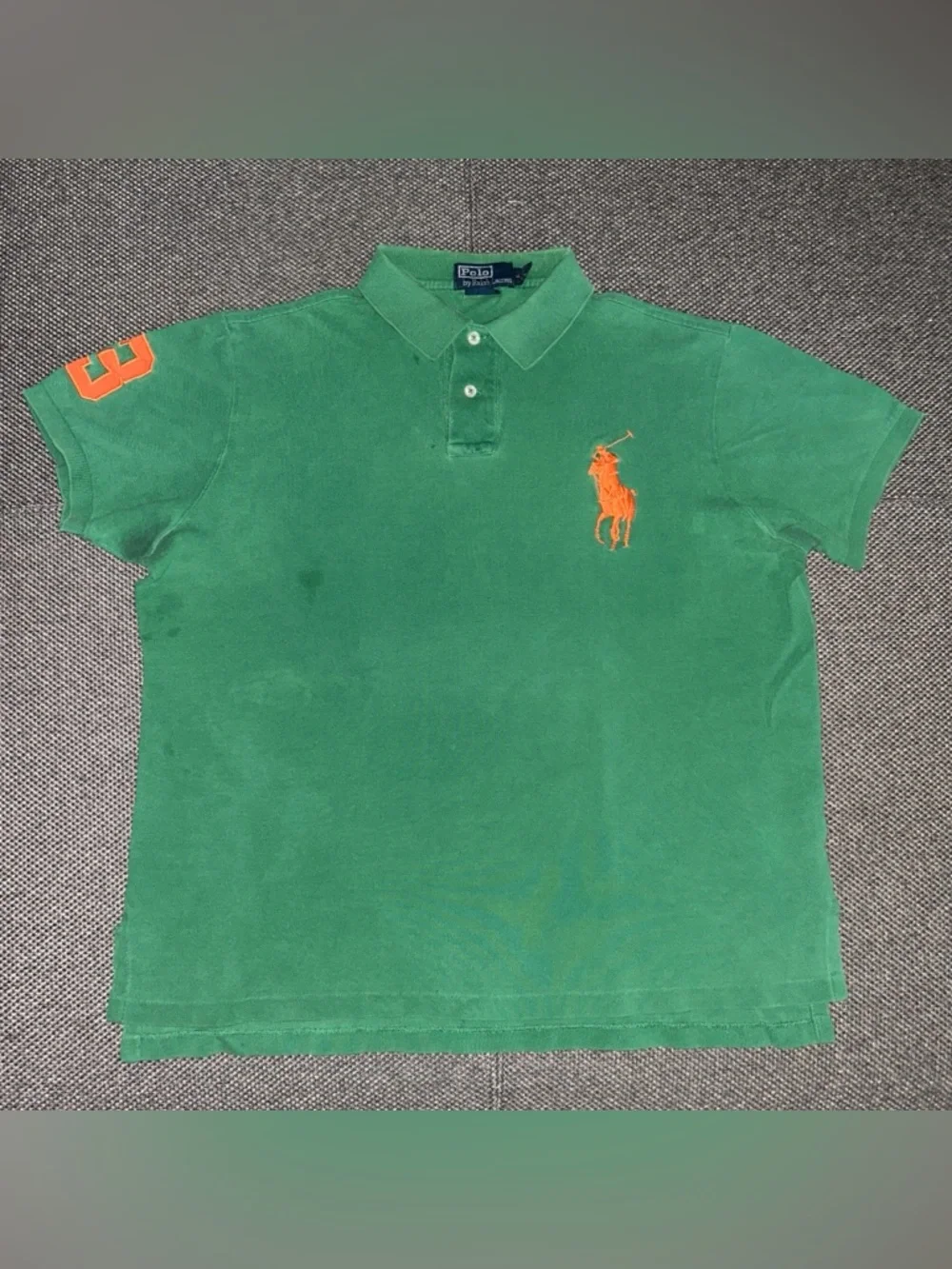 90s Polo Ralph Lauren Green Polo Shirt with Orange Pony
